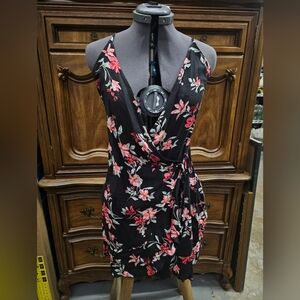 Divide black floral slinky dress